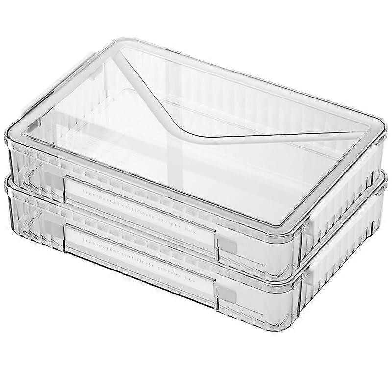 2 Pcs 8.5 x 11 Paper Storage, Clear Plastic Organizer for A4 With Handle Files Project Case, Art Organizer Snap Seal Inserts