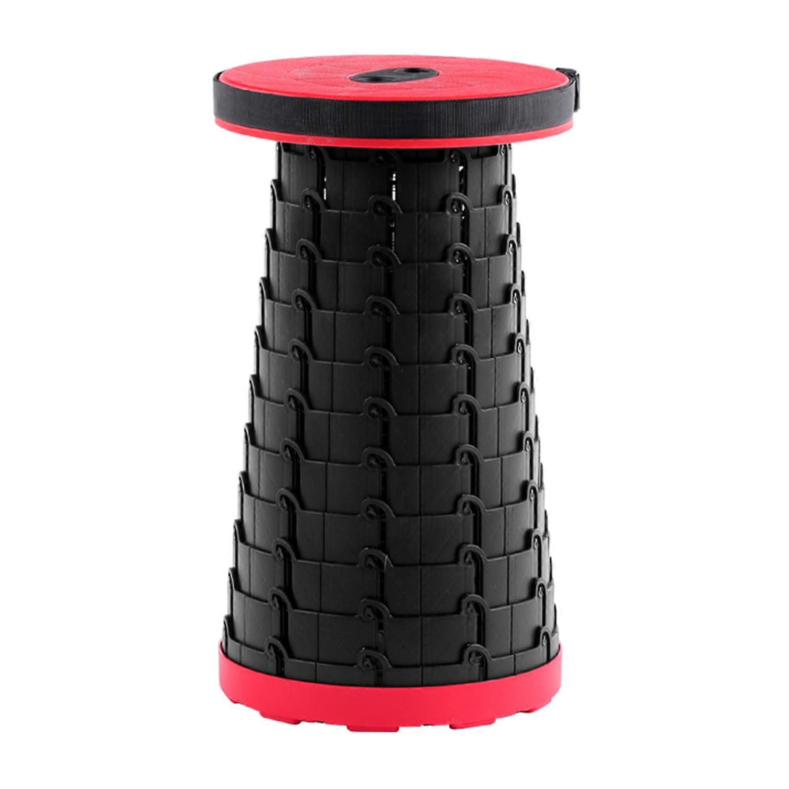 Portable Telescoping Stool Adjustable Height Stool Compact Retractable Folding Stool Suitable for Outdoor Activities Red