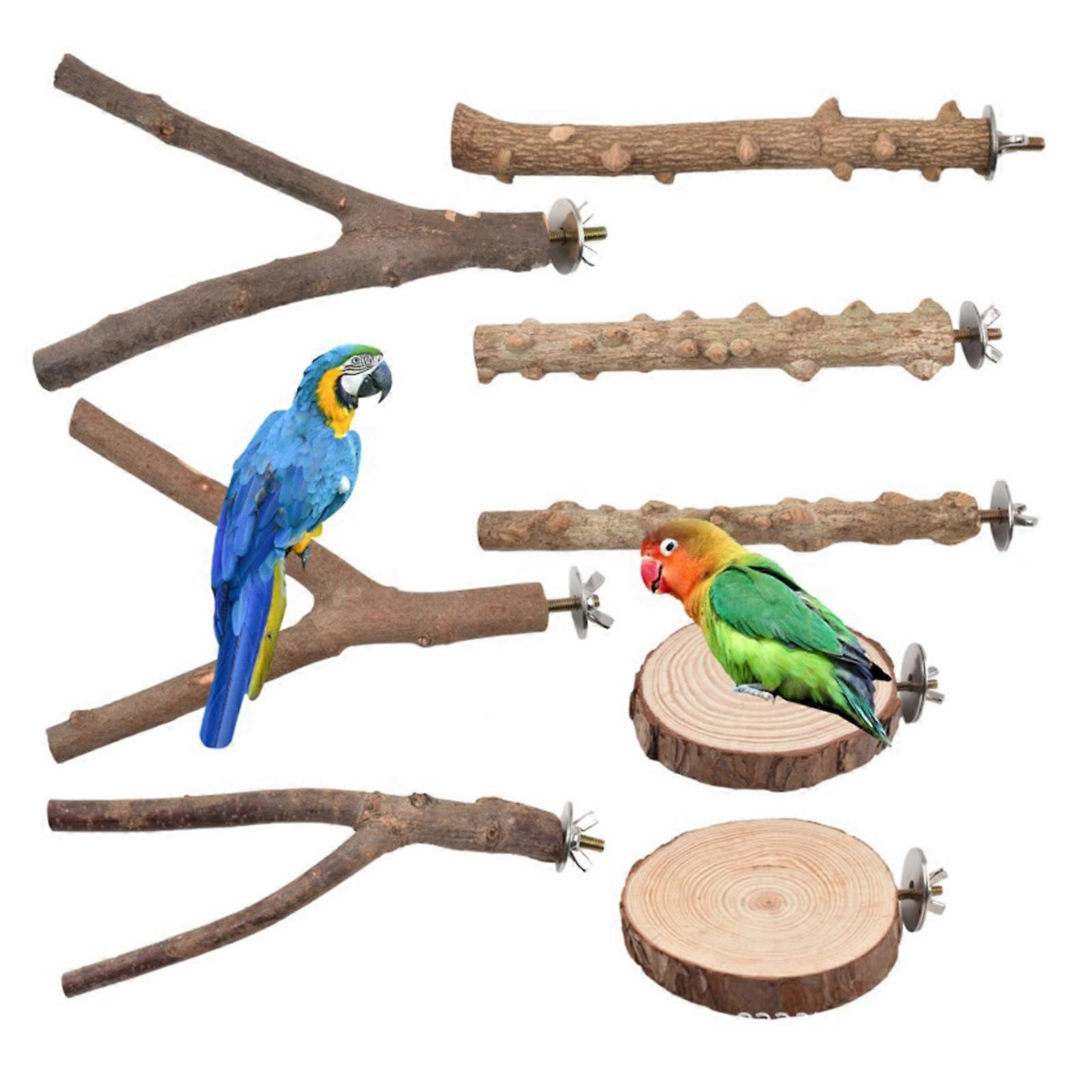 8xMultifunctional Parrots Stand Branch Grinding Scratcher Toy for Conure Lovebirds Finches Platform Hammock Standing Toy