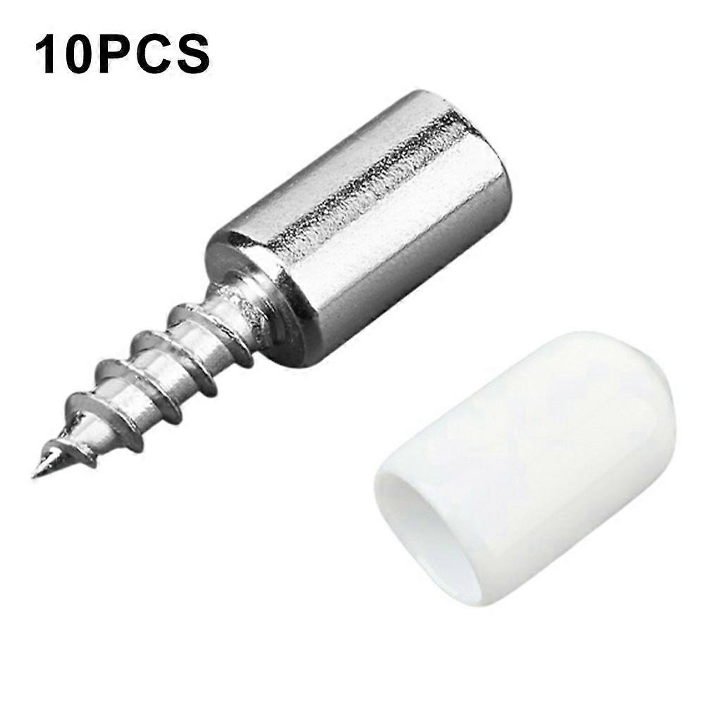 10Pcs Self Tapping Shelf Support Pins Cabinet Fixing Glass Partition Holder Iron Screws with Rubber 