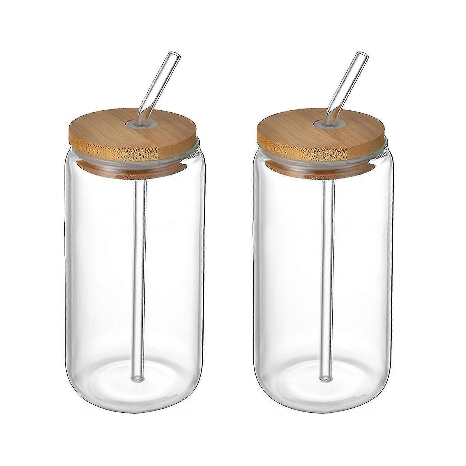 缶型ガラスミルクコーヒーカップコーラ缶カップ透明耐久性、2個-580ML