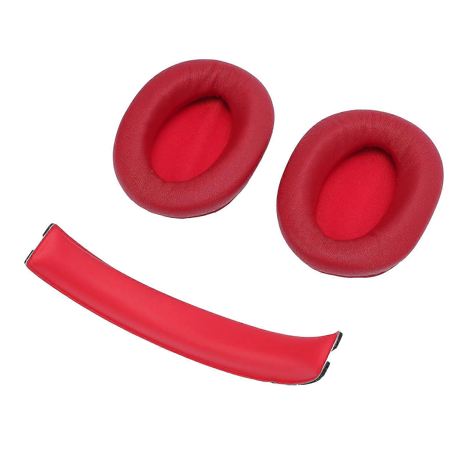 Earpads and Headband Pad Protein Leather Memory Foam Ear Cushions and Headband Pad Kit for W800BT Plus Earphone Red 
