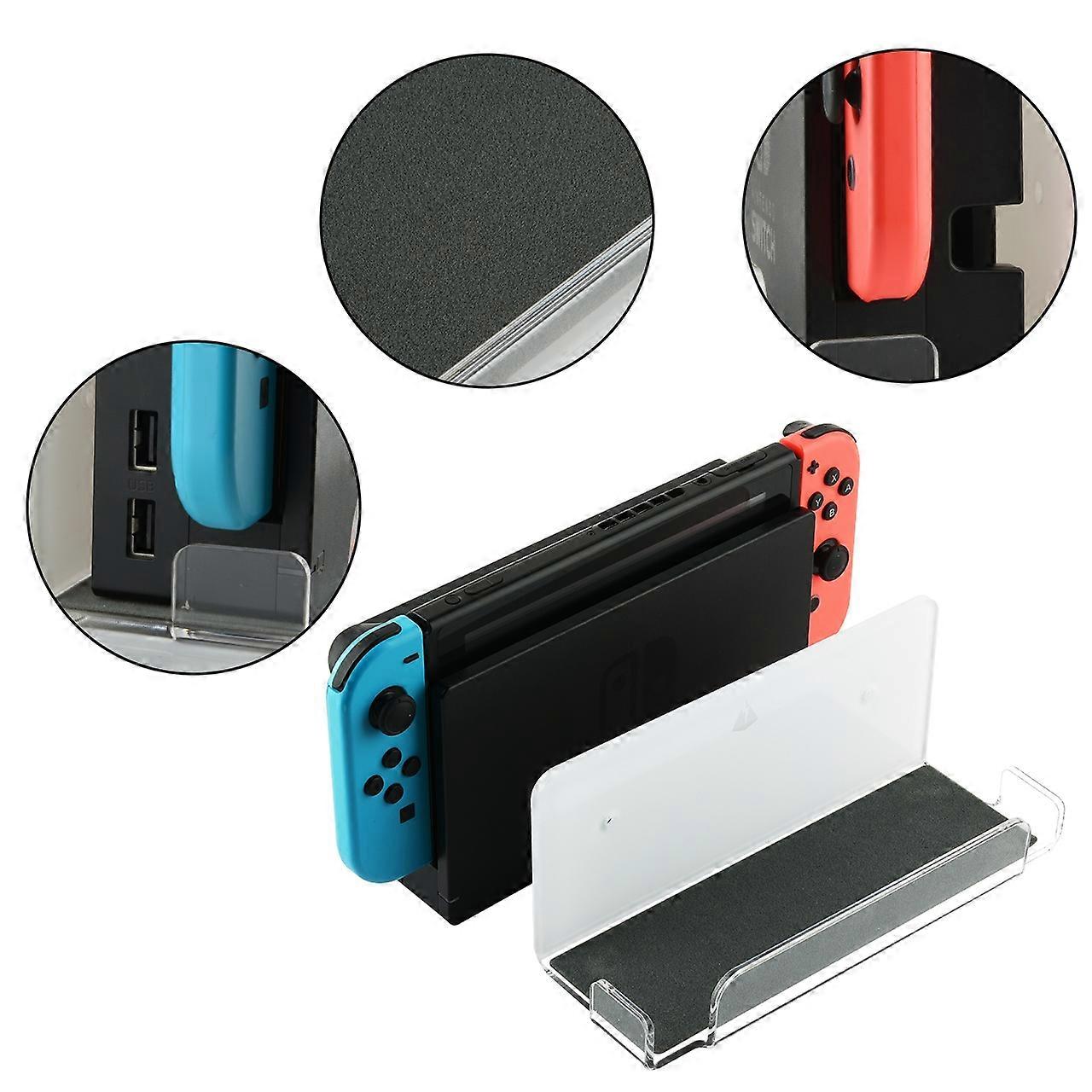 Floating Wall Shelf Wall Mount Acrylic Holder for Nintendo Switch Dock - Transparent