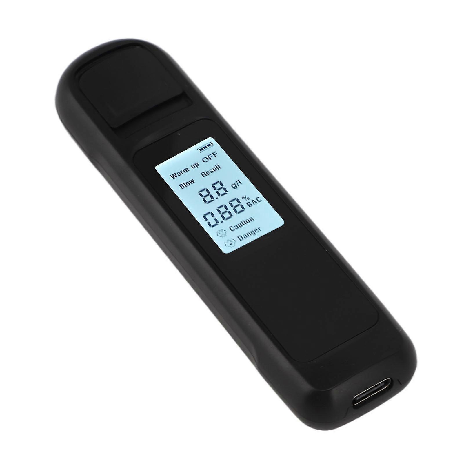 Alcohol Tester High Accuracy LCD Display USB Charging Portable Automatic Shutdown Breath Alcohol Tester for Home Black 