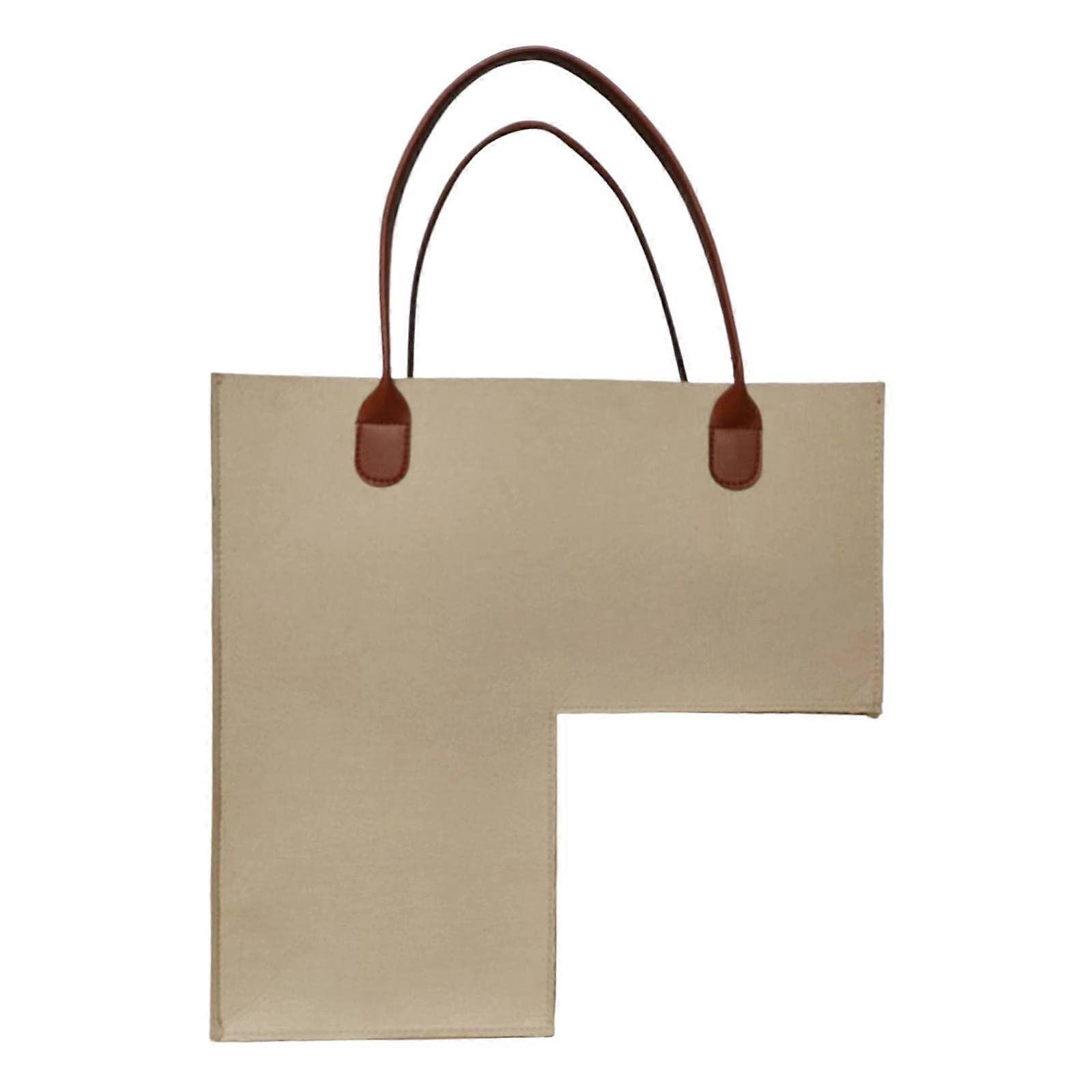 Lshaped staircase basket for storing 4 mm premium felt with leather handles for organizing carpets for home and office decoration, laundry, beige