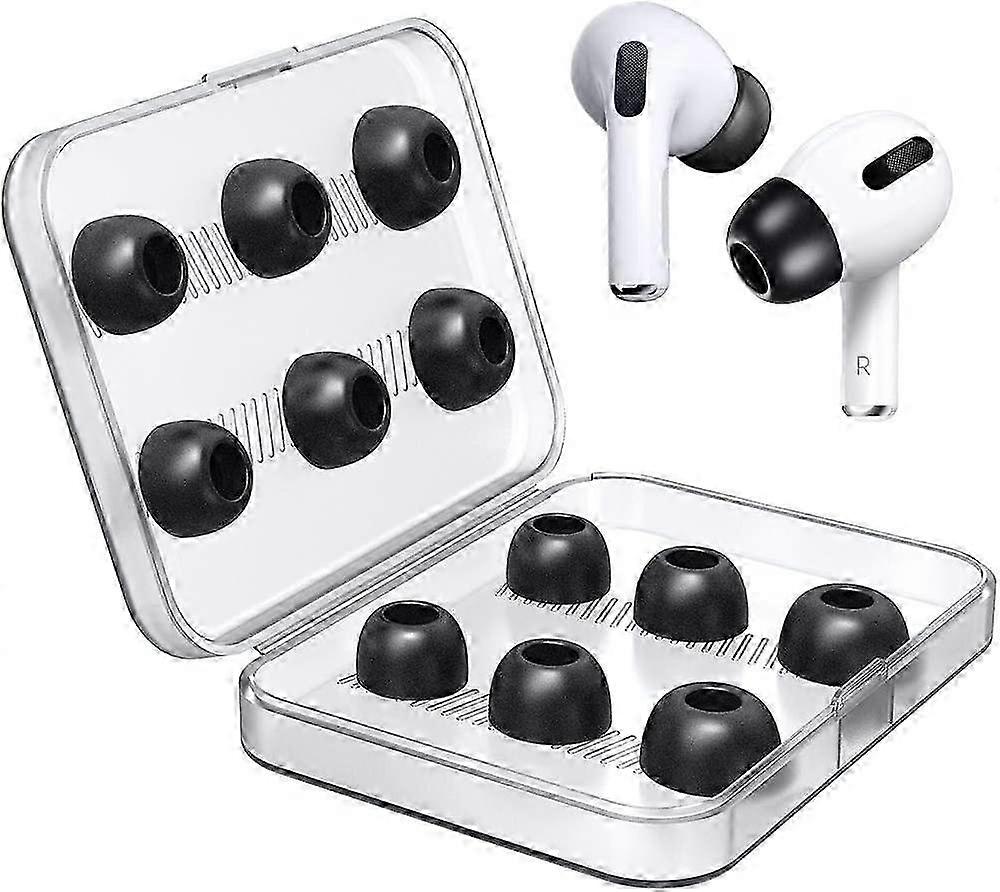 2025 ZRUXE Replacement Earbuds Memory Foam Replacement Ear Tips 6 Pairs Earbuds with Case for Airpods Pro (SML) (Memory foam)