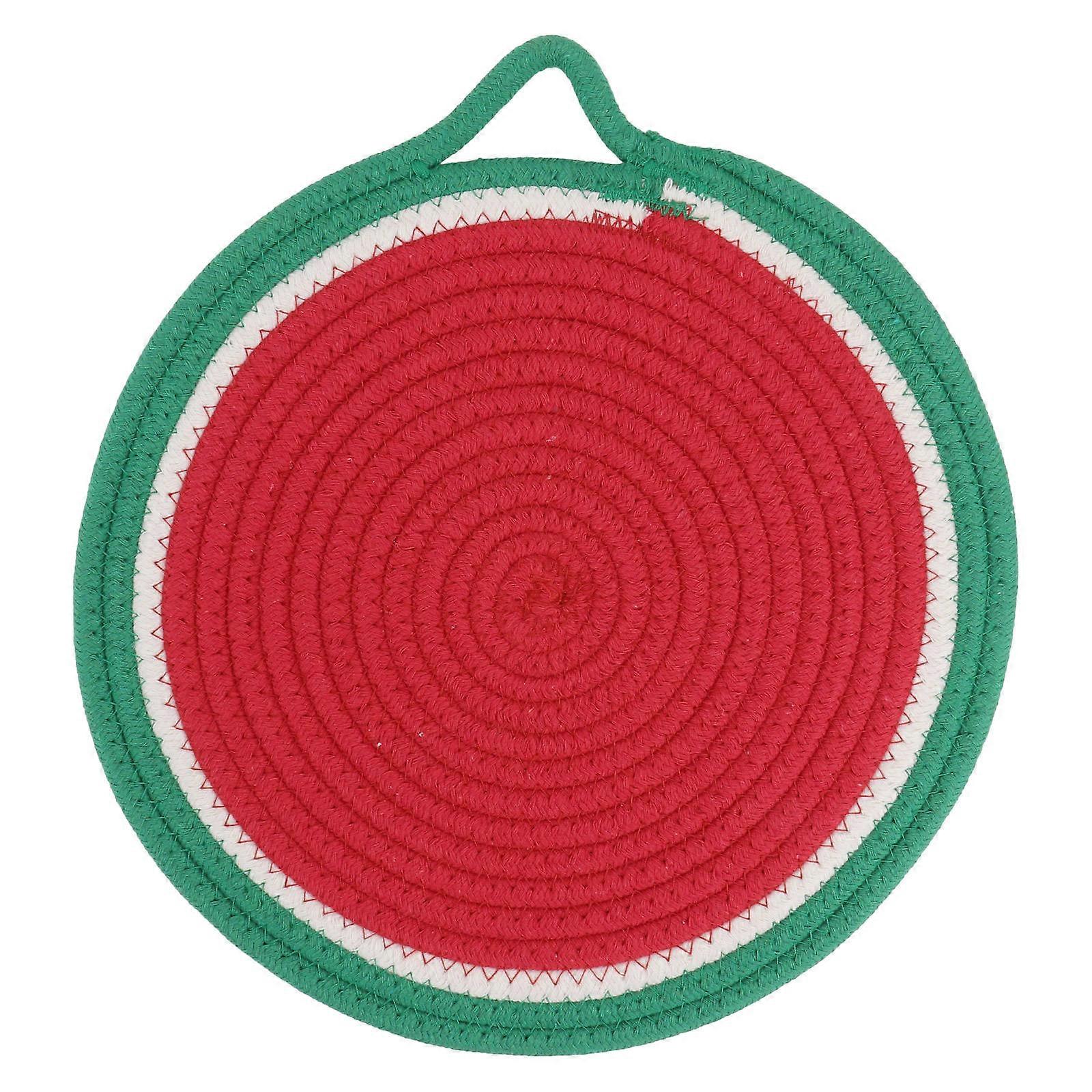 Here's a refined and professional product description for your item:
**1pc Fruit Pattern Placemat Heat Insulated Cotton Woven Mat for Dining