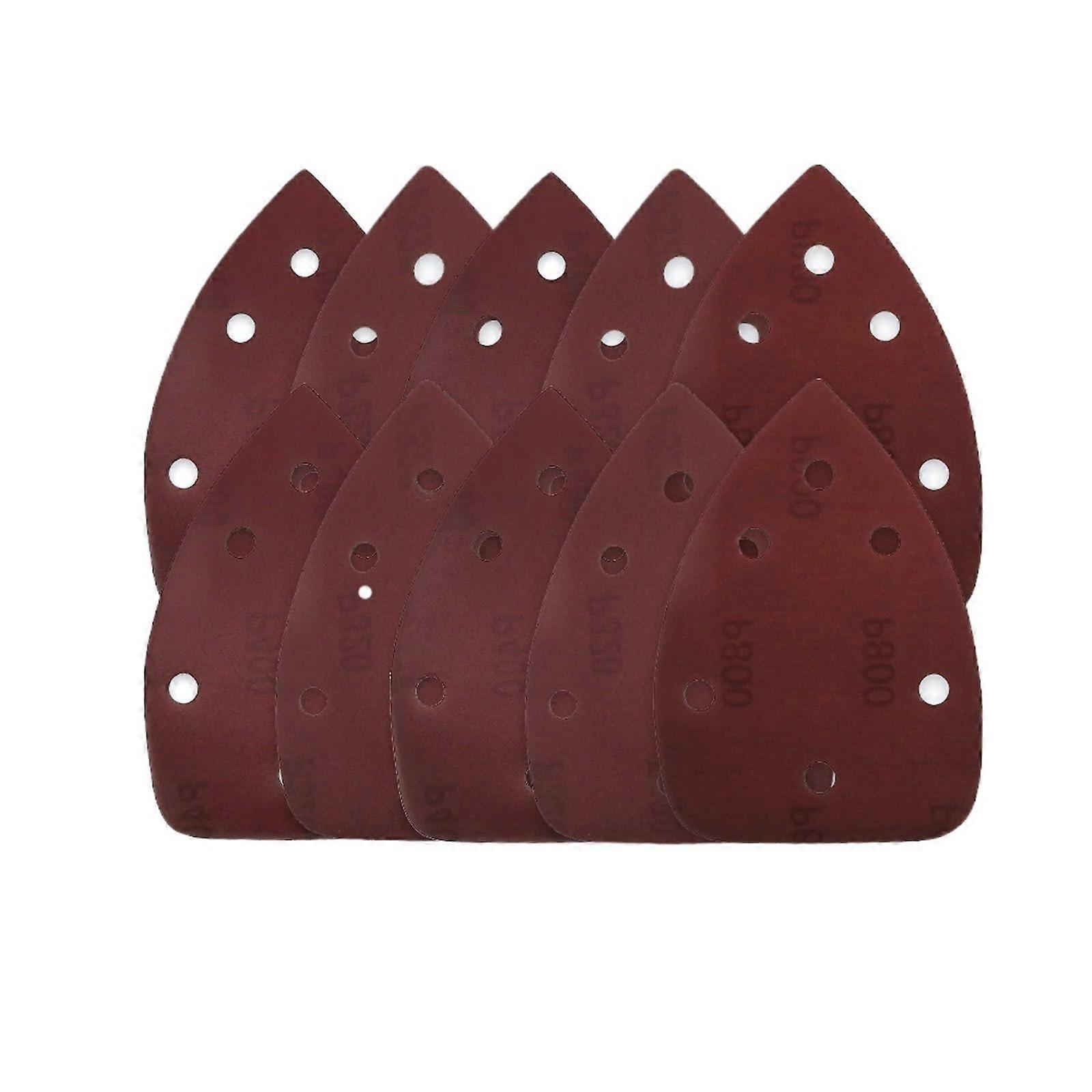 Sand Sheets Grinding Polishing Pads, 10 Pieces 140 90 Selfadhesive 6hole sandpaper Triangle sandpaper with hookandloop grinding disc(80)