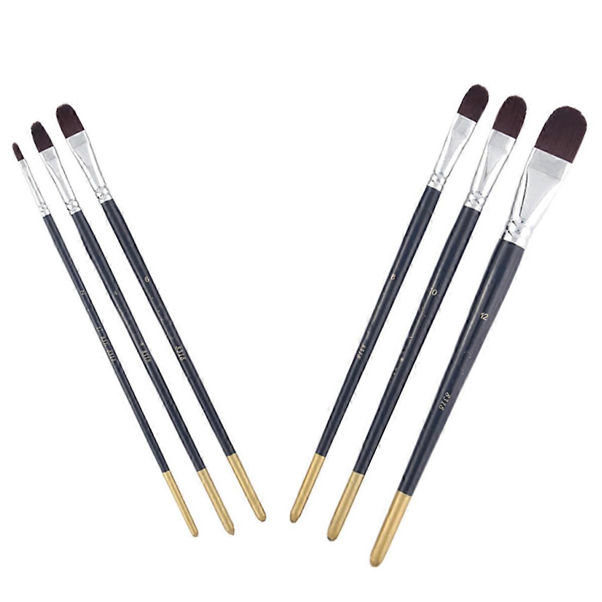 Oil Watercolor Painting Tools Wood Brushes for Drawing 6Pcs Multi-Function Set