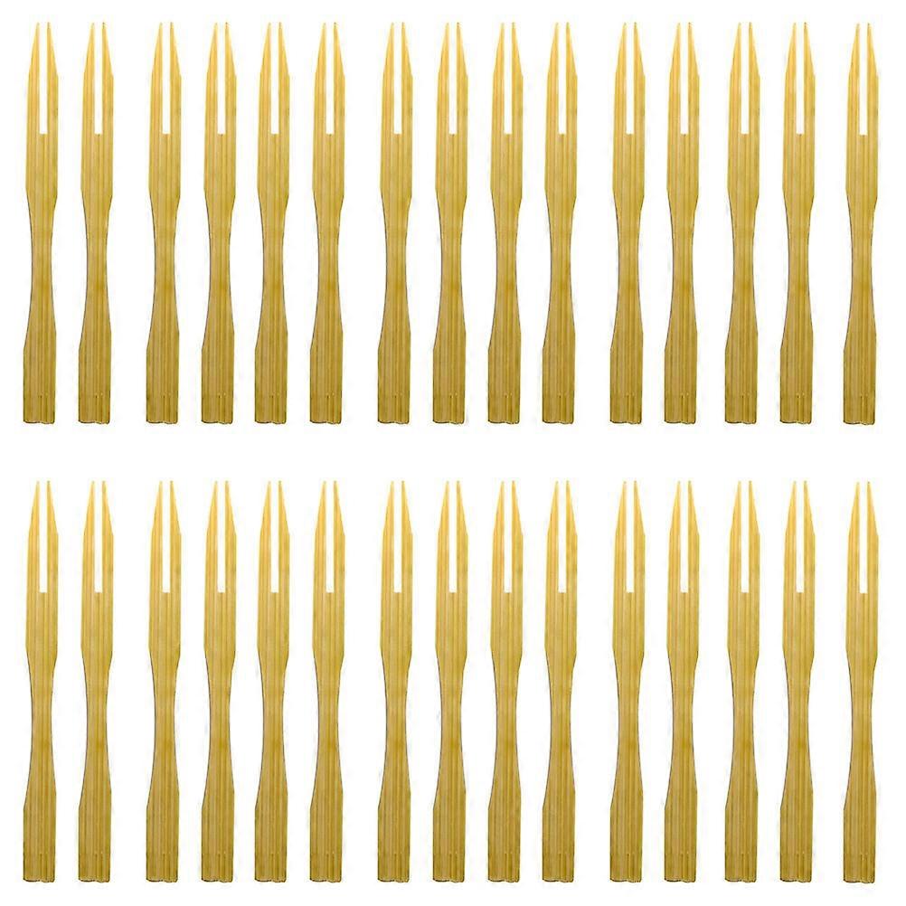 Fruit Forks Two Prong Food Picks Golden for Kitchen Use Biodegradable 100 Count