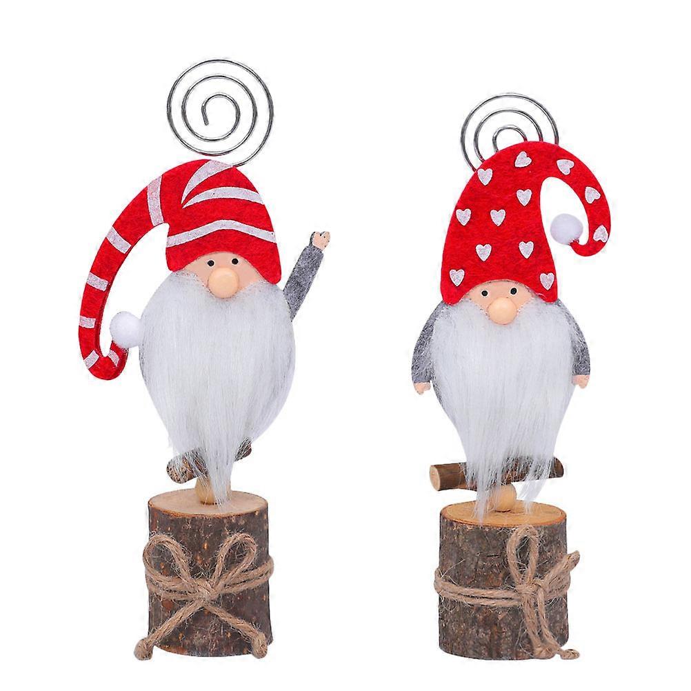 Memo Clip Holders Cartoon Doll Photo Clips Christmas Bamboo Material 2Pcs