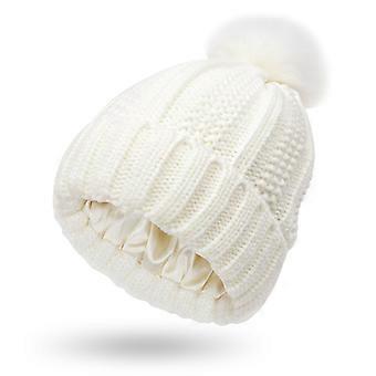 Einfache Warme Mode Einfarbige Strickmütze Mit Pompon Strickmütze Persönlichkeit Outdoor Trend Wild Für Damen Frauen Gelb