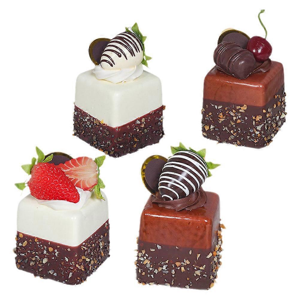Artificial Cake Prop Simulation Cake Models Kitchen Decoration Display Prop 8X5.5X5.5CM Photo Props 4Pcs