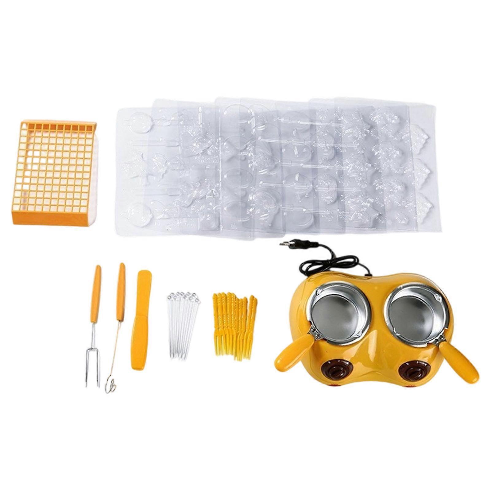 Double Chocolate Melting Machine Detachable Pots Quick Cleaning Melting Appliance Baking Tool for Chocolct Melting Yellow