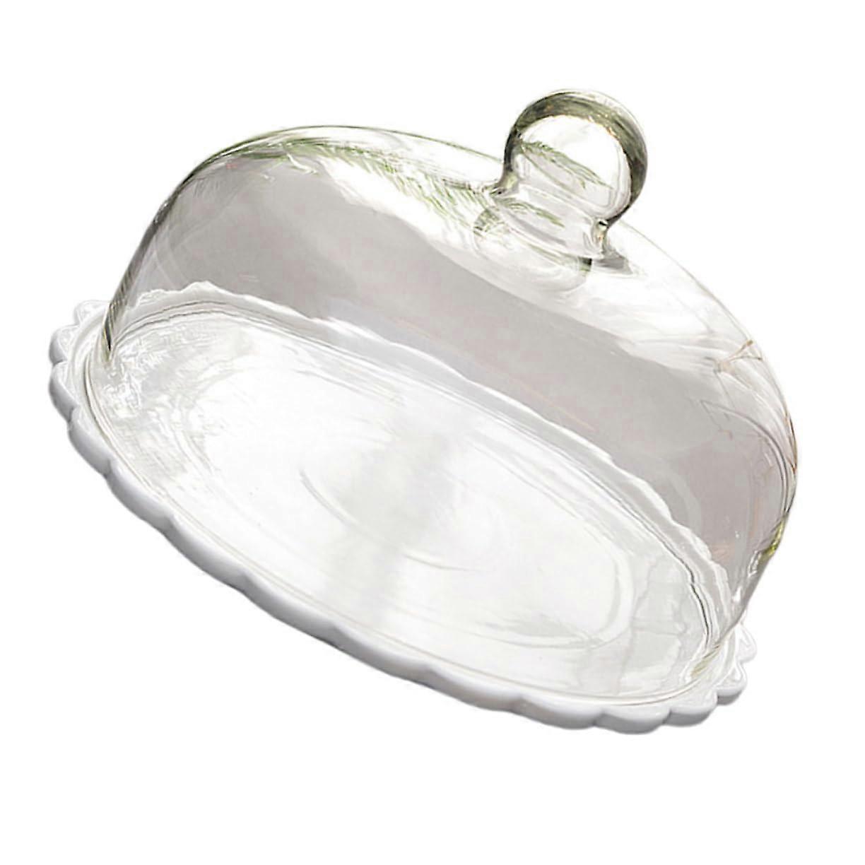 Elegant glass lid set for cakes and desserts – keeps food fresh and clean, ceramic tray included in delivery scope