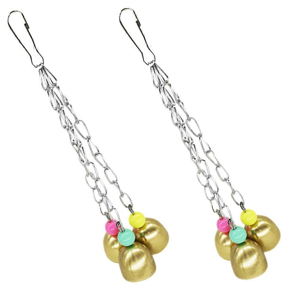 Pet Bird Parrot Toys Colorful Bell Shaped Cage Enrichment Hanging Pendant 2Pcs