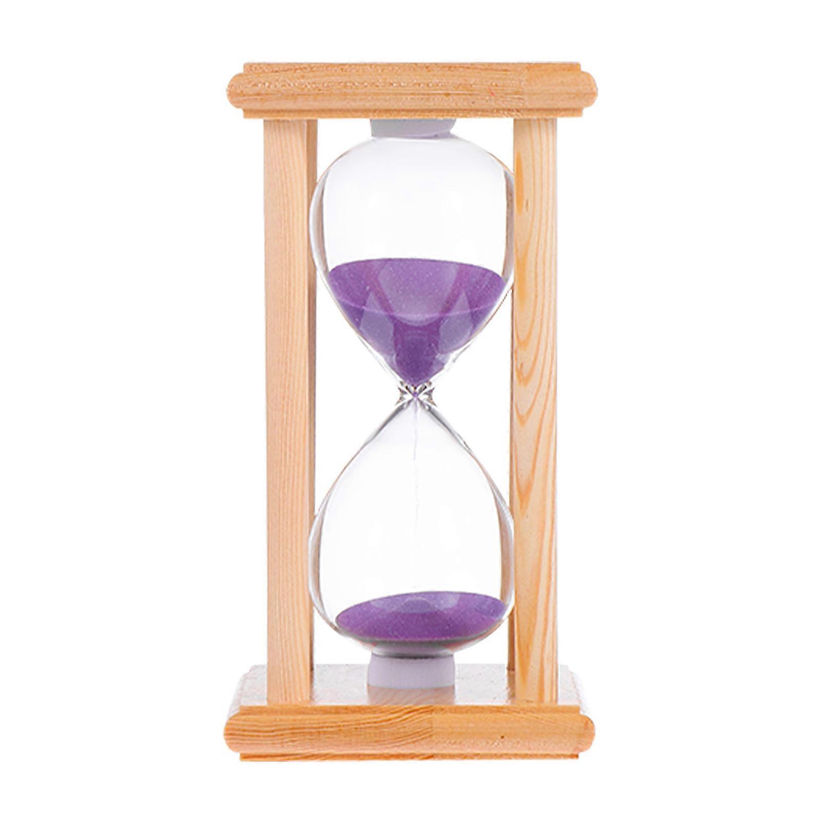 Sand Timer Decoration Glass Hourglass Timer Stylish Desk Ornament Cylindrical Wooden Frame For 1Pack
