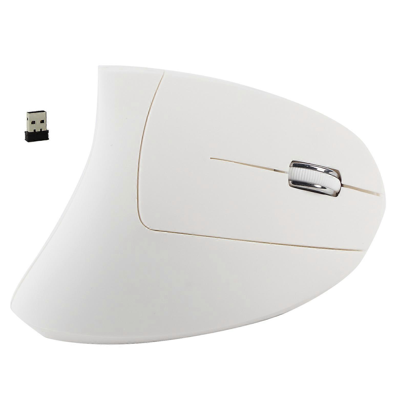 Souris de jeu verticale ergonomique sans fil 2,4 GHz, optique 1600 DPI, sans délai, pour PC et ordinateur portable, blanche