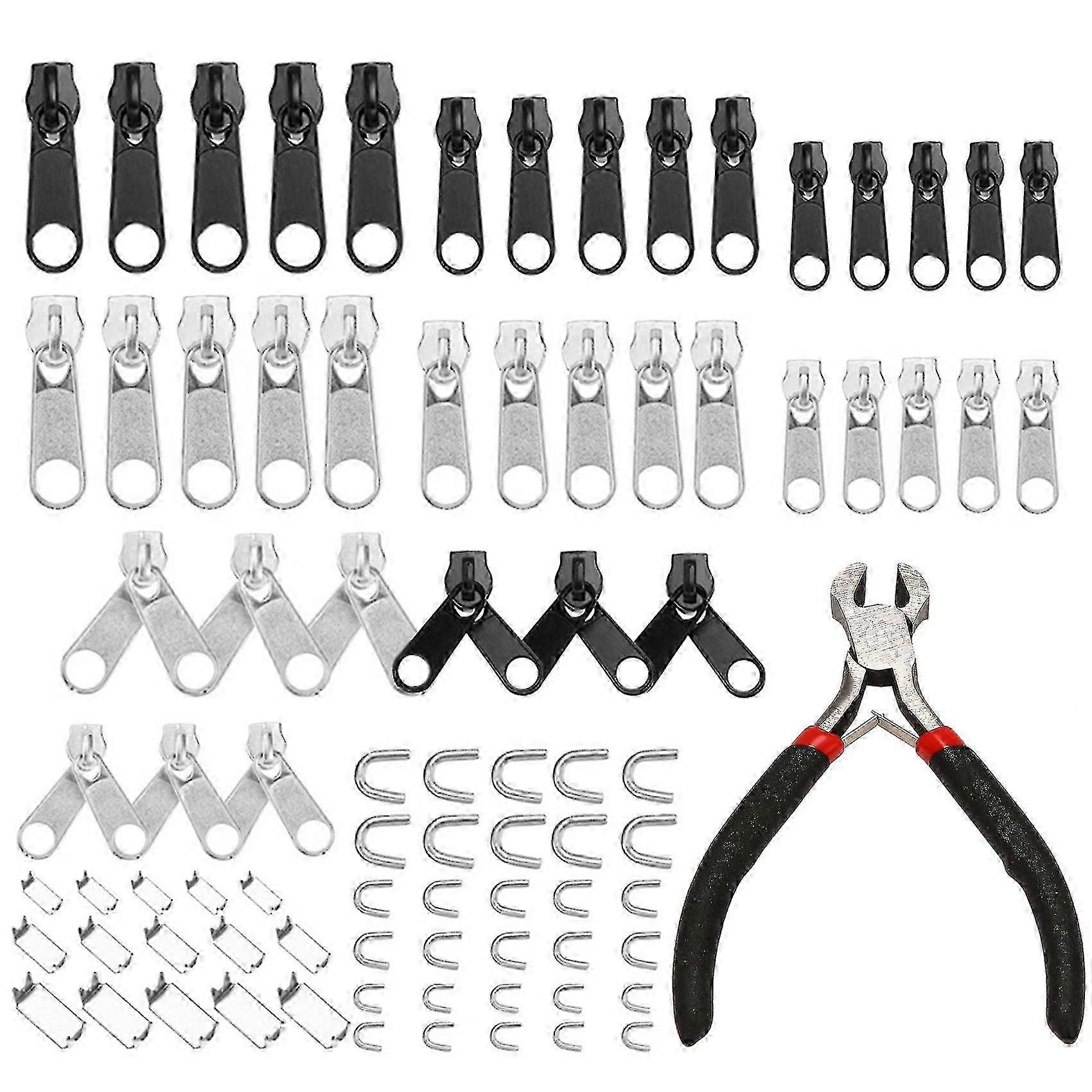 85pcs Universal Zipper Repair Kit for Replacing Zip Sliders on Jackets, Clothes, Bags, and Tents