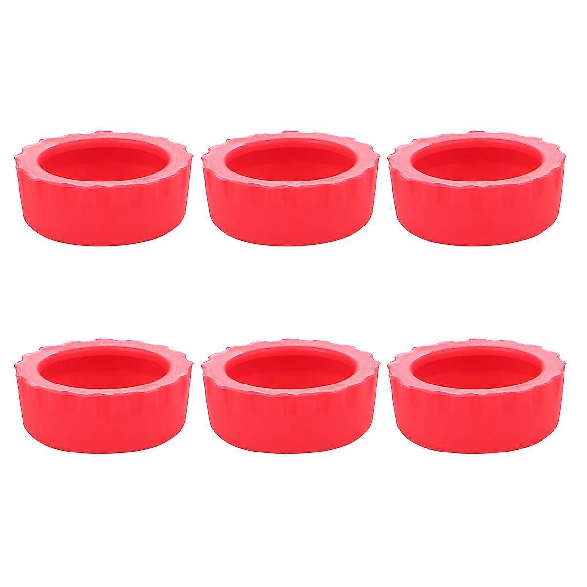 Silicone Bottle Caps Reusable Bottle Lids For Home Red 6Pcs