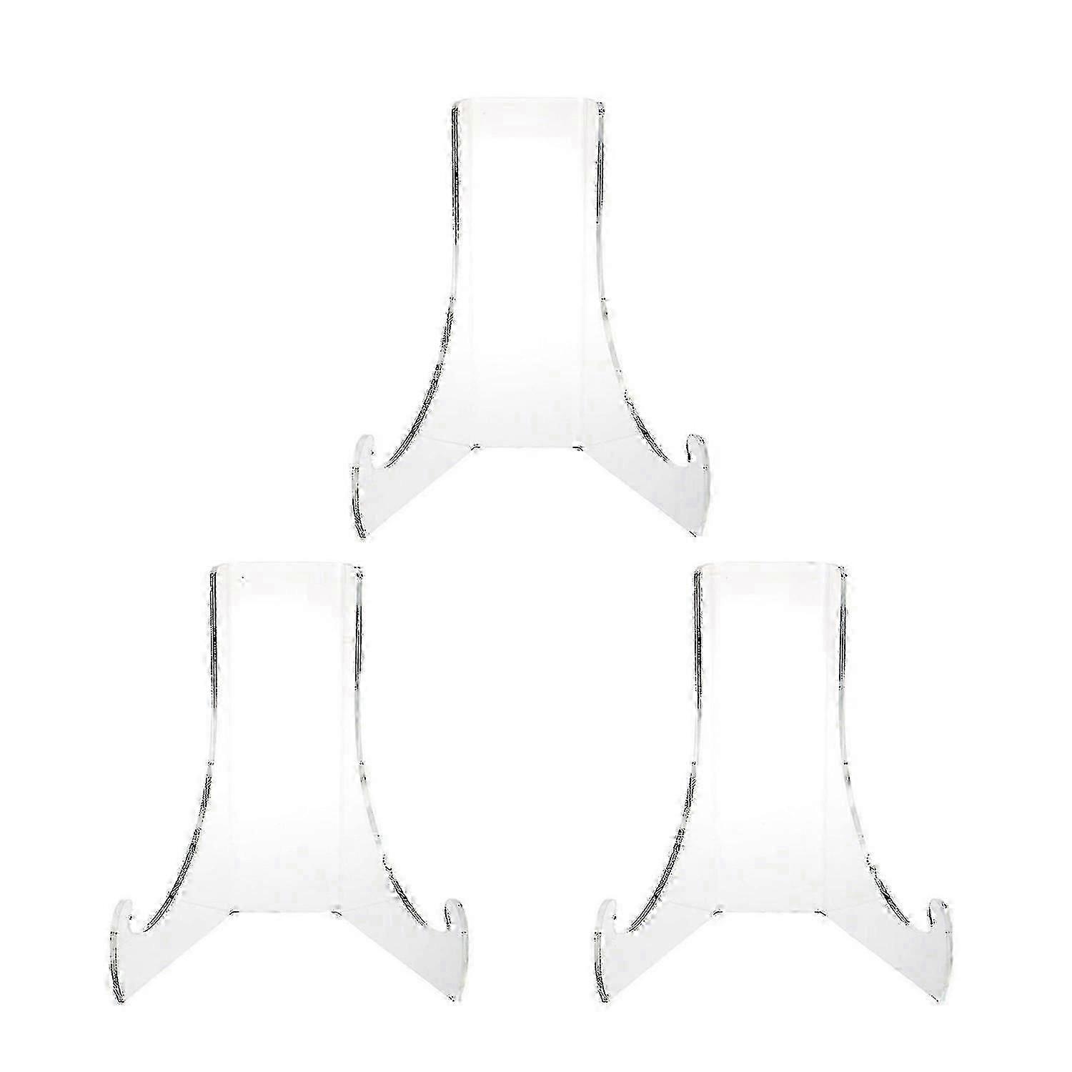 Sturdy And Stable Structure Display Easels For 3 Pack Clear Plate Stands Ideal For Tea Cake Showcasing - Jz