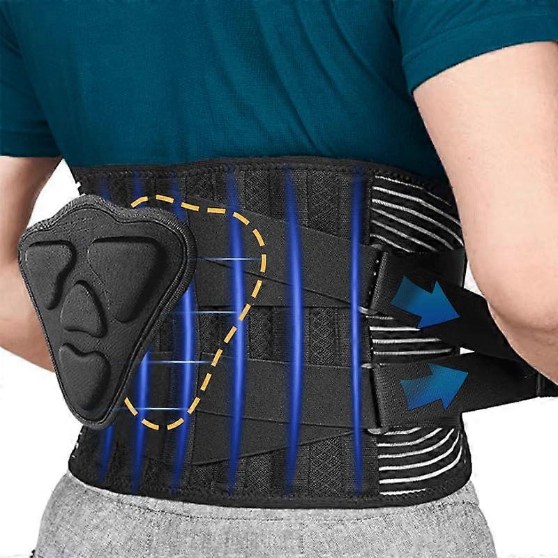 Back Support Belt with 6 Struts, Breathable Back Brace for Relief and Posture, Black XXL