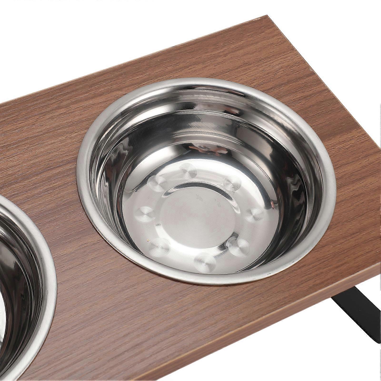 Mangeoire pour chien pour chat surélevée avec deux bols profonds en acier inoxydable Support d’alimentation en eau pour animaux de compagnie surélevé antidérapant pour un usage domestique