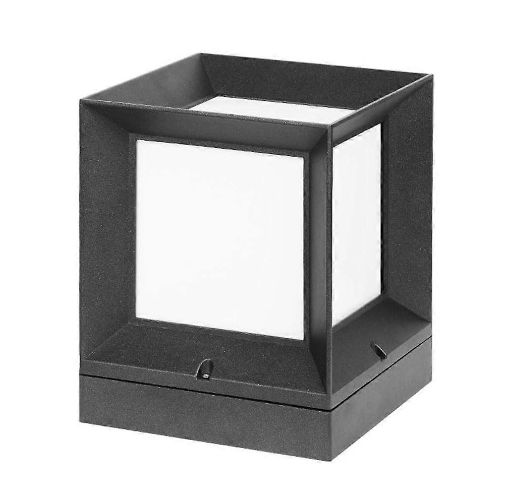 屋外ベースランプE27無煙炭スクエアデザイン25x25x31cm防水ボラードライトガーデンパスウェイパティオランドスケープ用