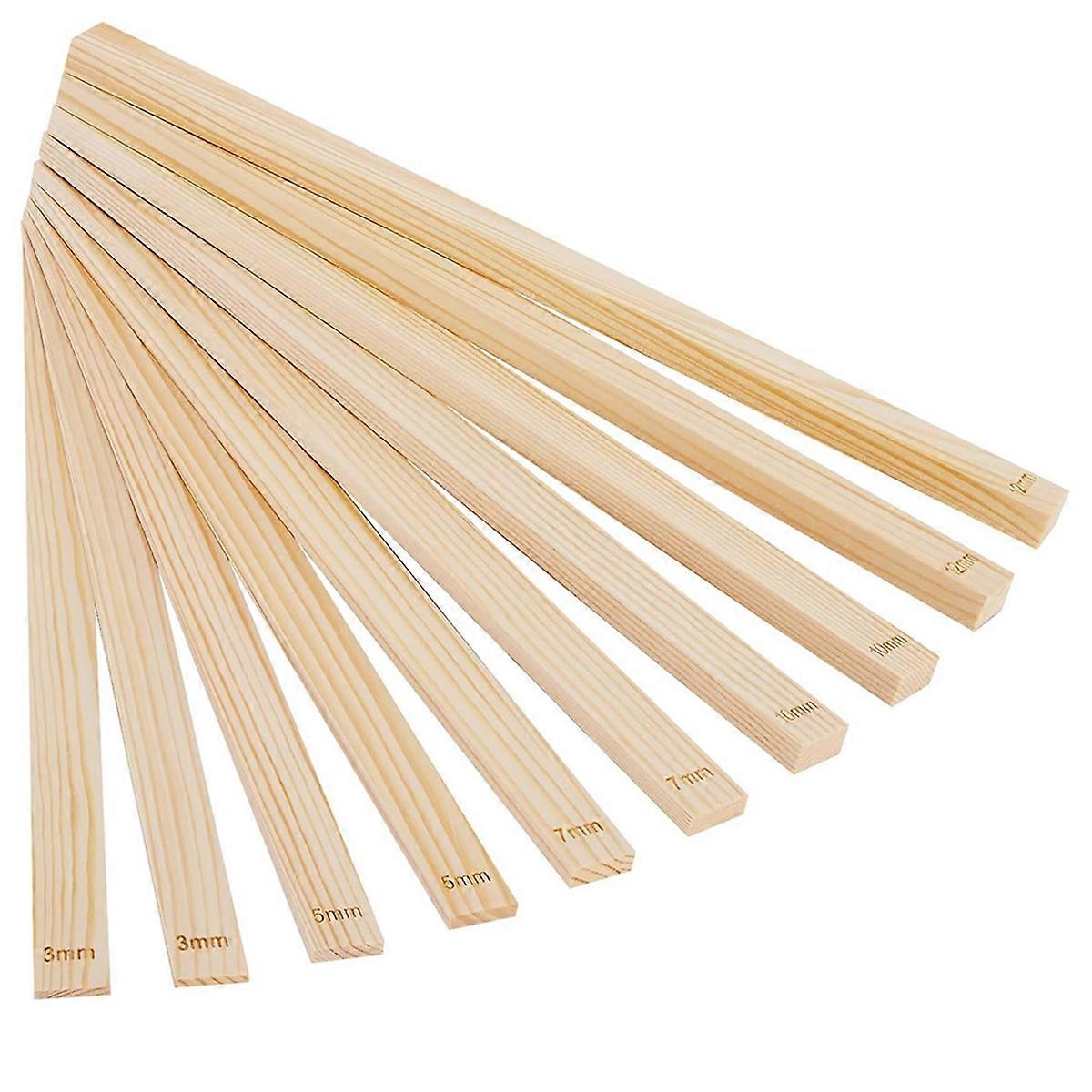 10 Pcs Pottery Teaching Rolling Mud Stick Guide Set, 5 Size Mudboard Guide Wooden Strips, Pottery Tool Clay Tools