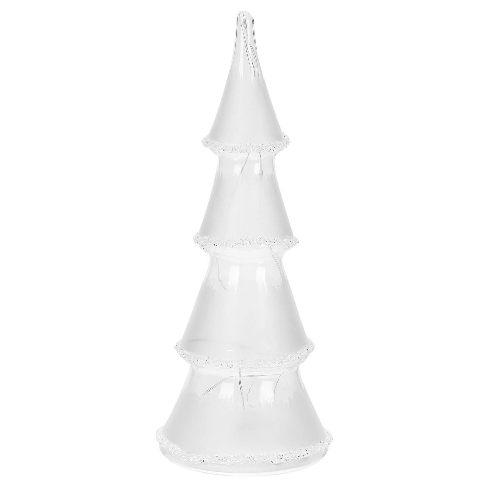 Tabletop Ornament Glass Christmas Tree Design Light For Home Decoration 26x10cm Simple Design 1Pack