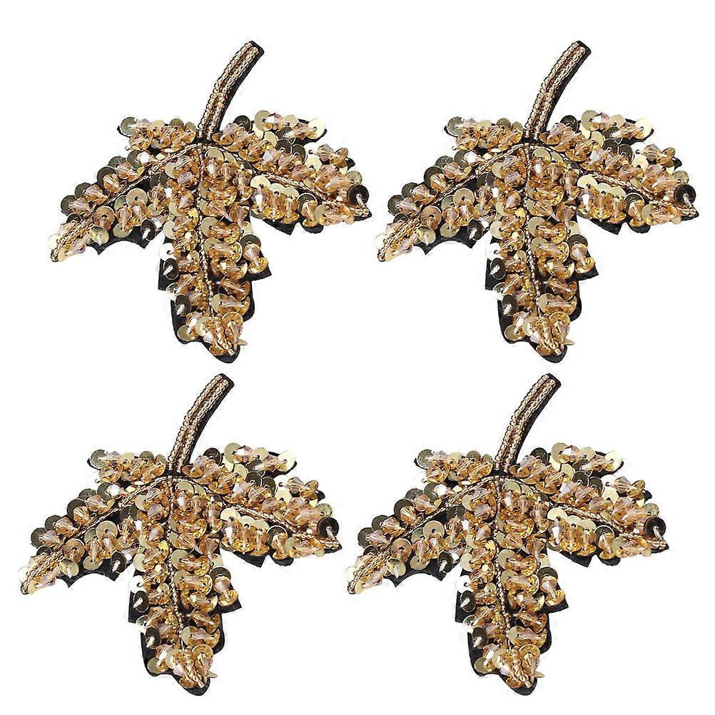 Crystal Diamond Sew on Appliques for DIY 2Pcs Delicate Maple Leaf Patches