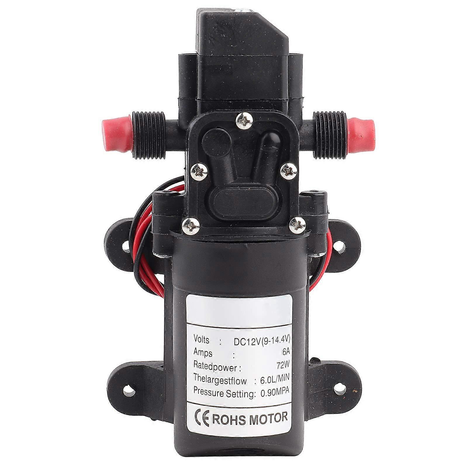 Diaphragm Water Pump Mini 2 Way Thread Right SS 6.0L/min 0.9MPa G1/2' 72W 12V