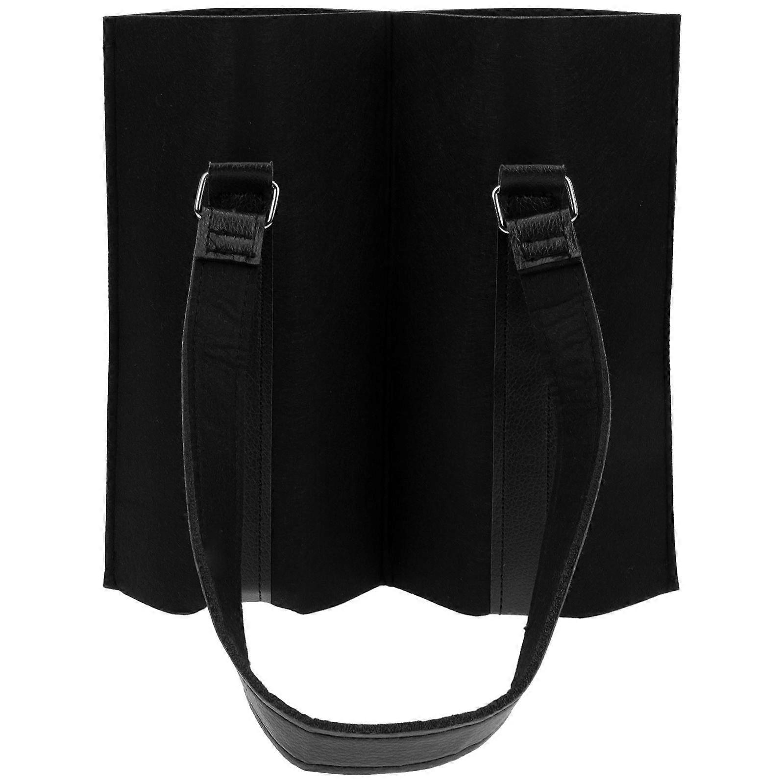 Grocery Bag Carrier Rectangular Simple Design for Home Use 30x25cm Black Felt Cloth Leather 1Set