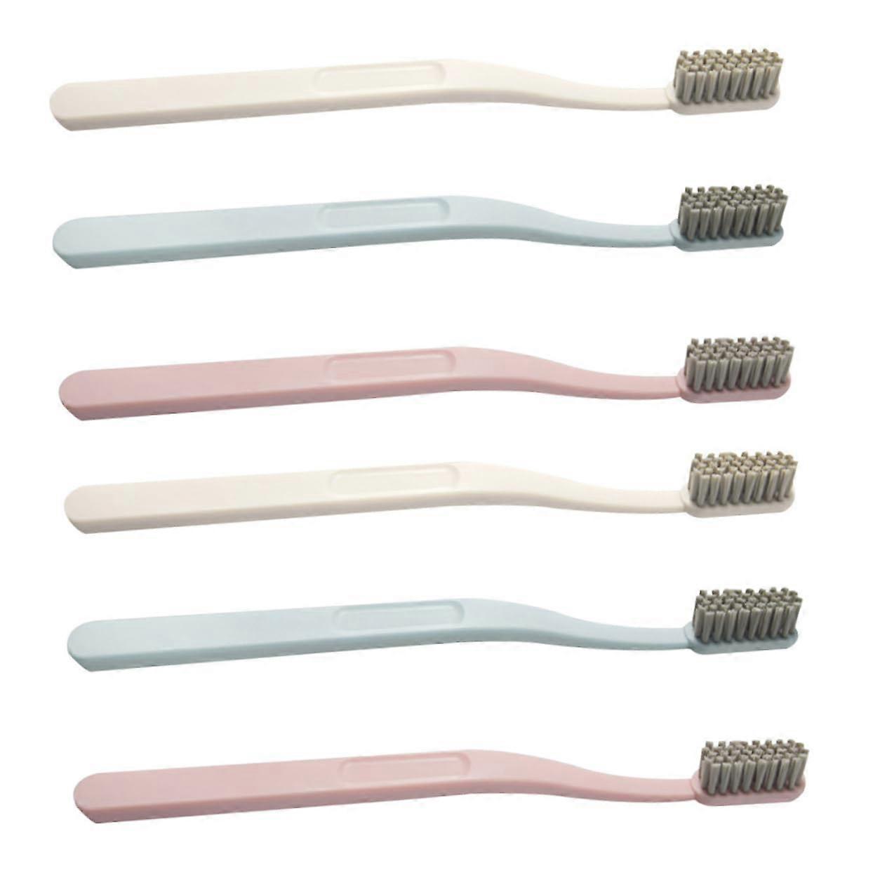 6-Pack Activated Charcoal Toothbrushes for Adults, Ergonomic Design, Assorted Colors, Gentle Oral Care Tools