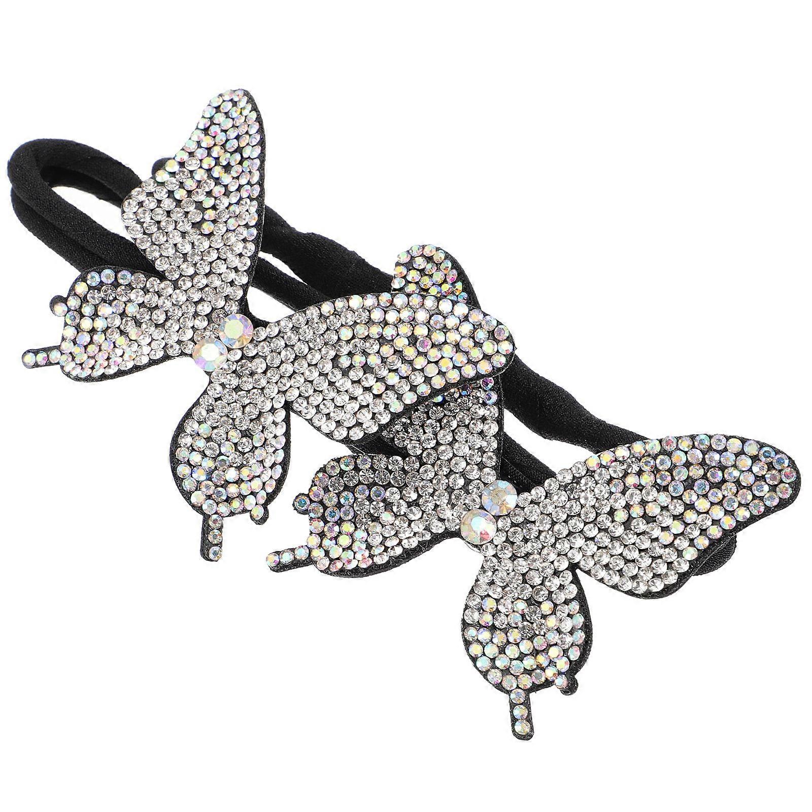 Rhinestone Butterflies Hair Bun Maker Shaper for Women, Lightweight Compact Design for Daily and Special Occasions