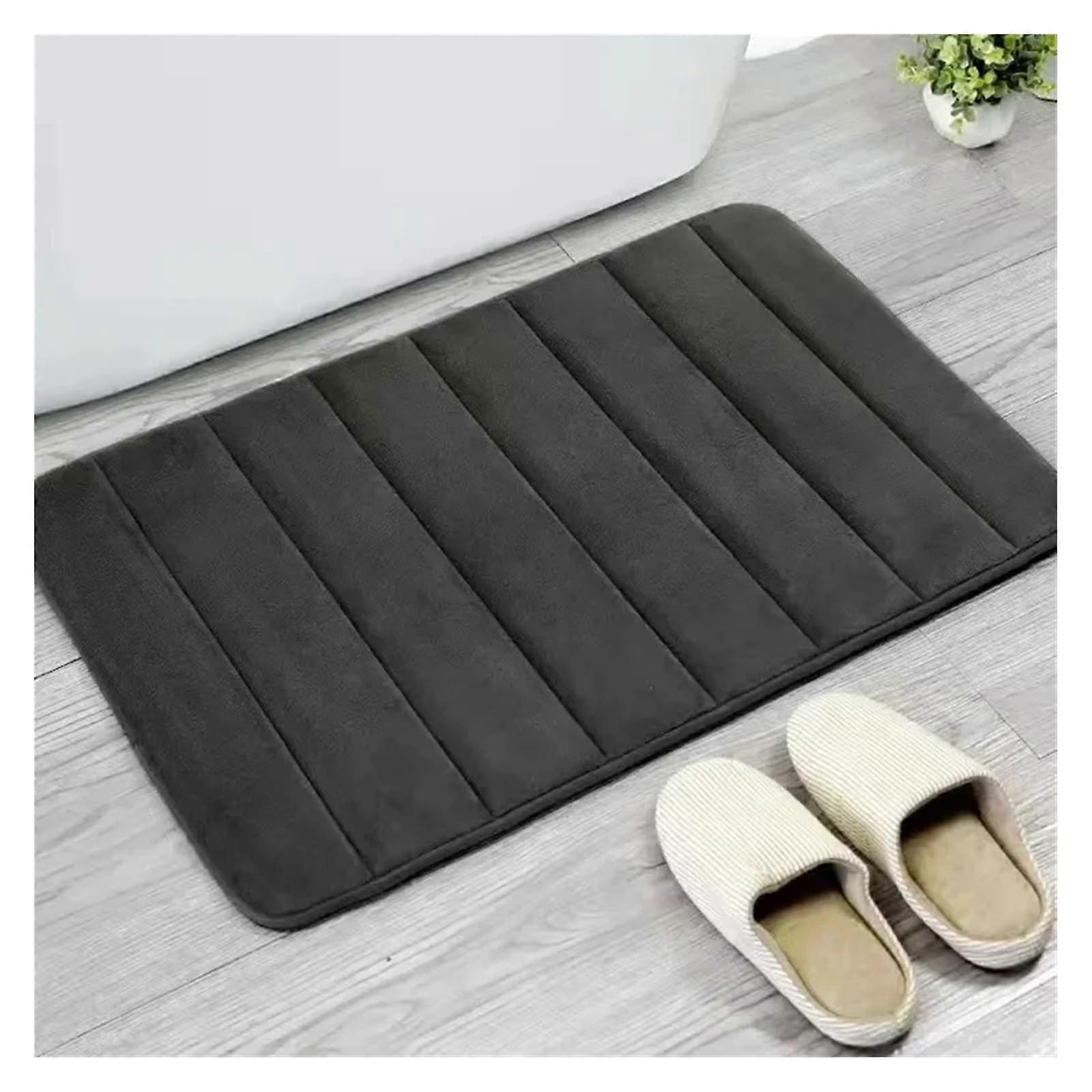 Absorbent Bathroom Mat Non-Slip Rug Soft Memory Foam Shower Mat 40 x 60 cm Black Quadratic Design for Home Decor