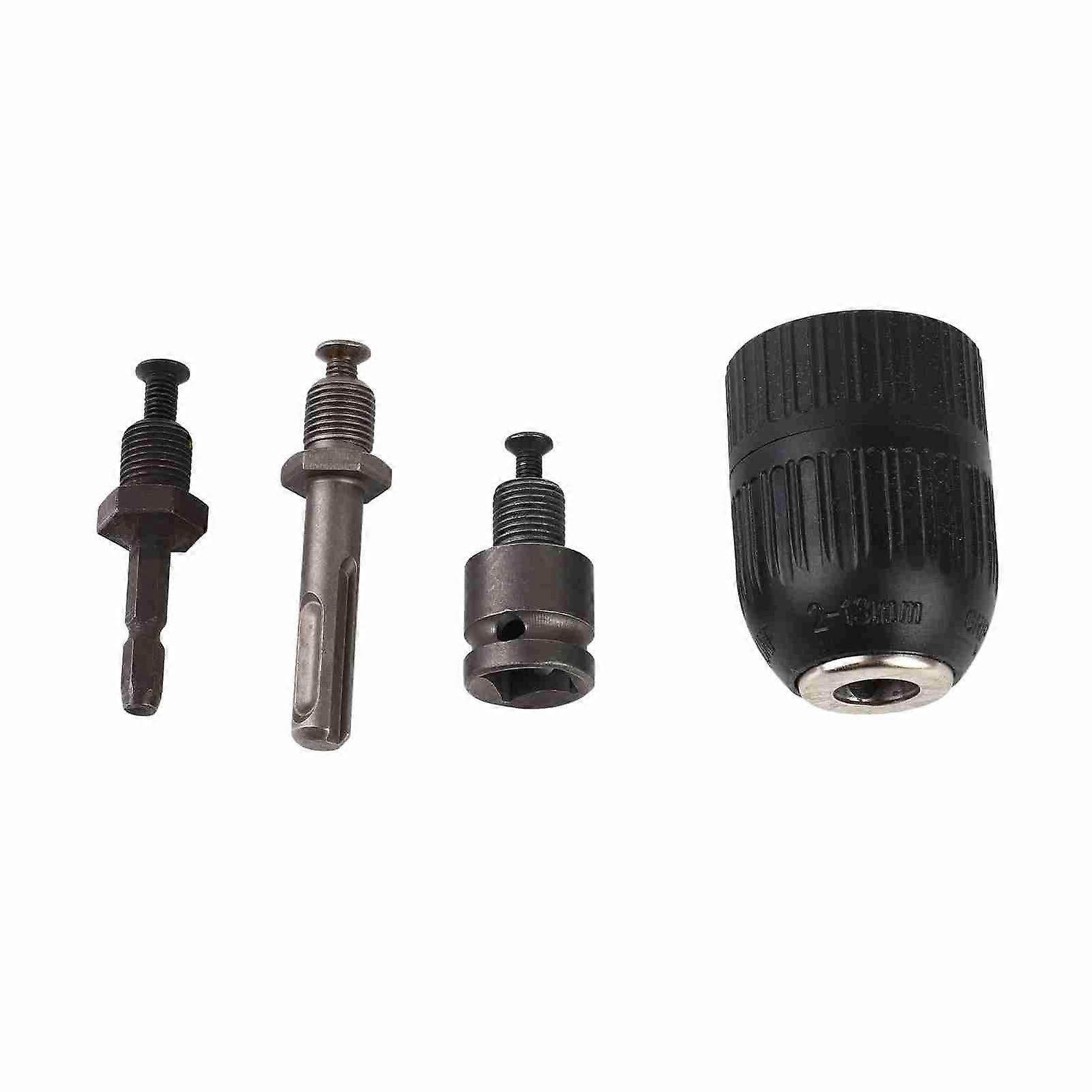 Keyless Drill Chuck, Keyless Drill Chuck 3 Jaw 1/2in Square to 1/4in Hex 2‑13mm Clamping Range Adapter