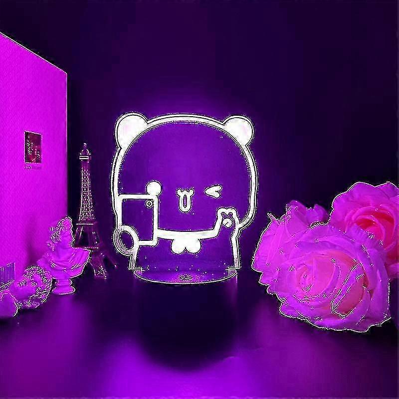 Bubu Dudu Panda Bear Figures with LED Color-Changing Light - Clear Holder for Home Decoration & Party Gifts, Unique Yalo Design