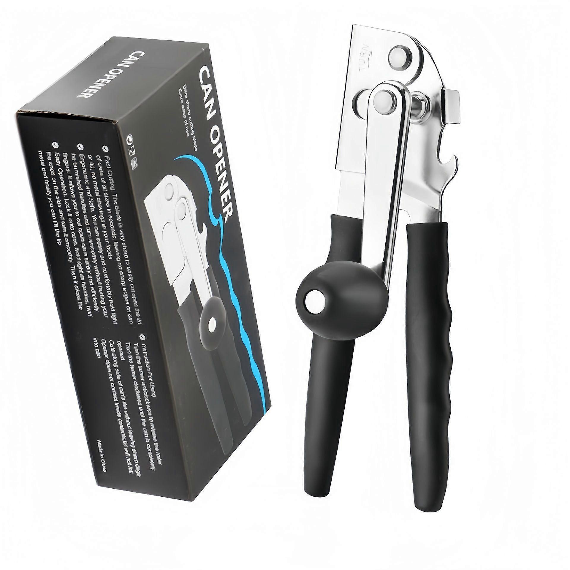 Hand Crank Can Opener Manual Heavy Duty with Comfortable Extra-long Handles, Oversized Knob, Easy for Big Cans