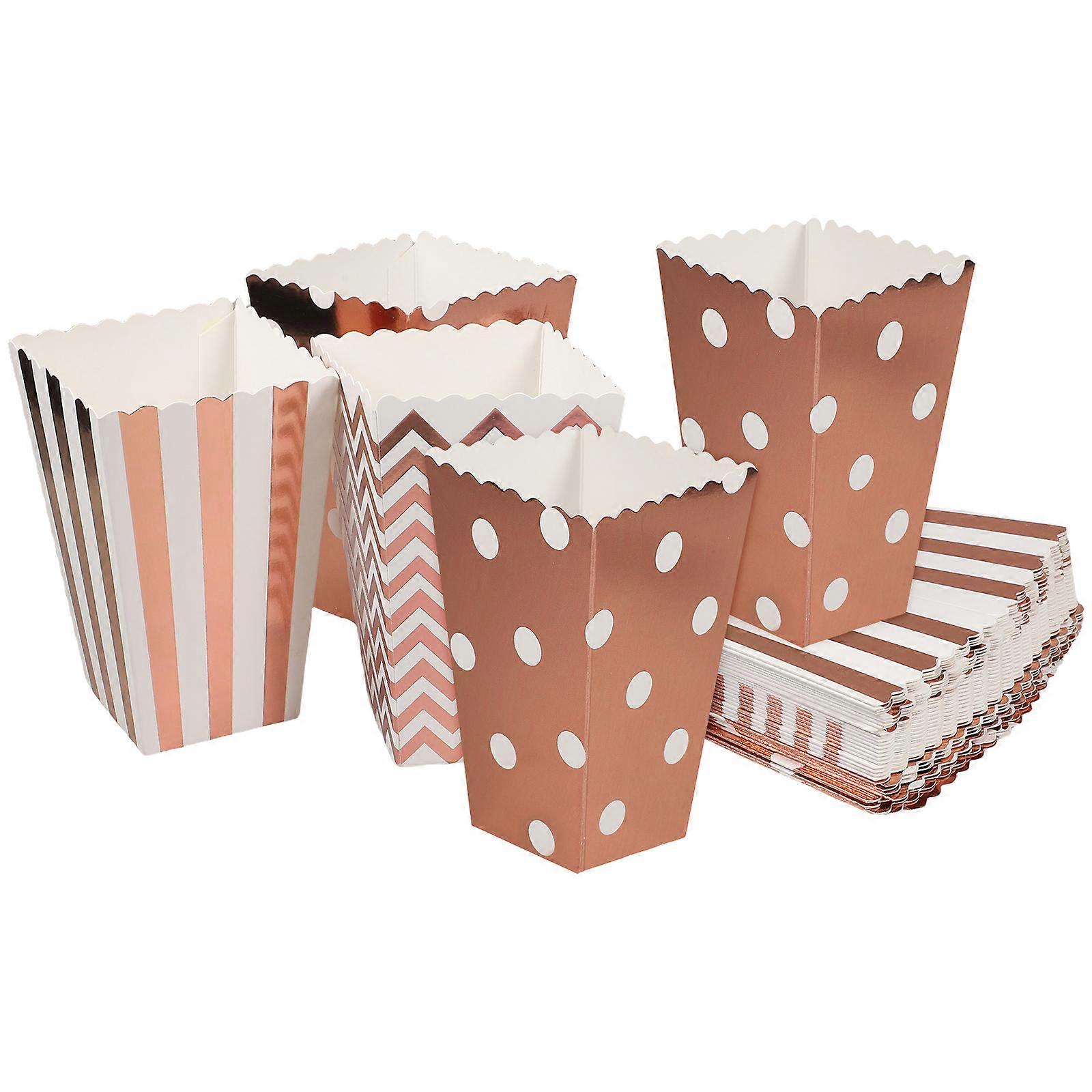 Popcorn Paper Boxes Assorted Color Made of Card Paper for Party Movie Theater 36pcs Dot Stripe