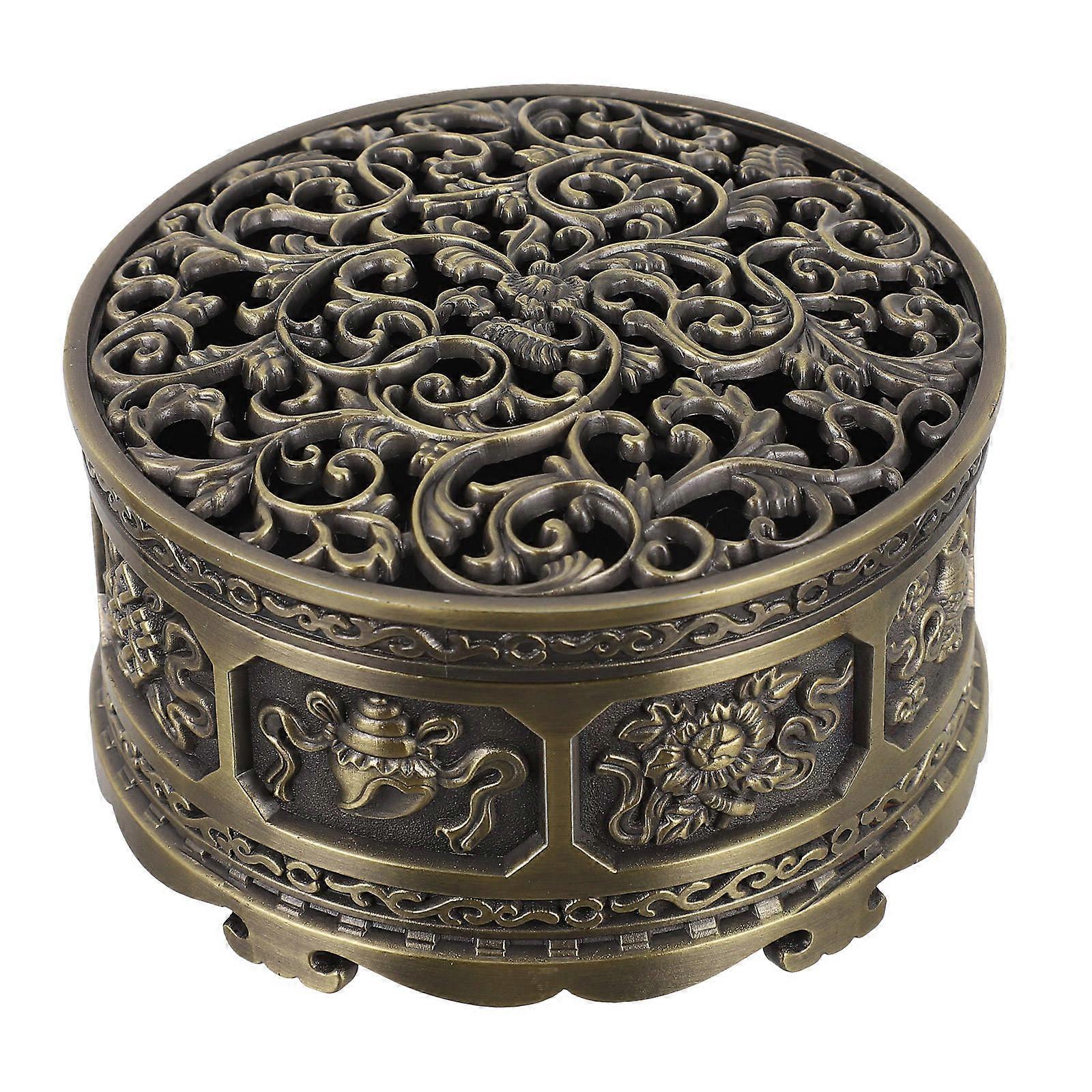 Retro Bronze Incense Burner Zinc Alloy Censer for Tea Ceremony Home Aromatherapy Stable Base Compact Design Desktop Ornament