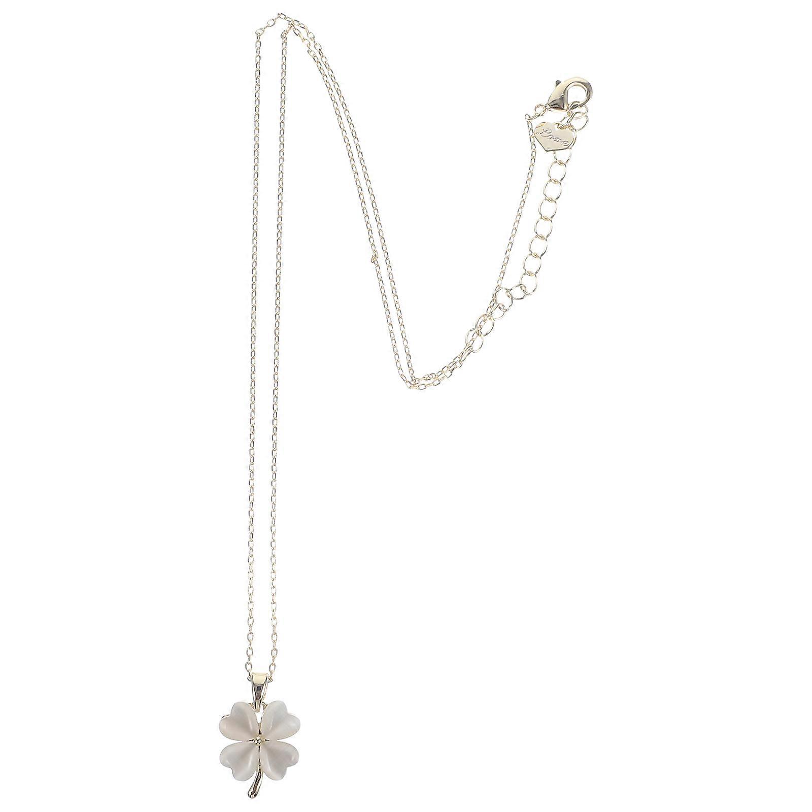 All-Match Four-Leaved Clover Necklace Opal Pendant For Daily Use 1Set