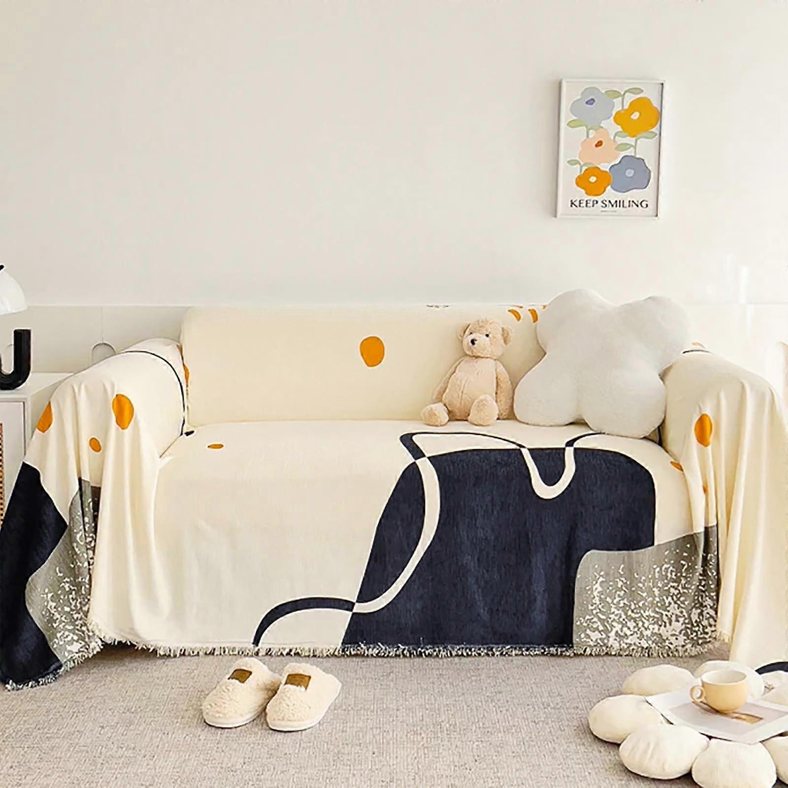 Chenille Thick Sofa Protector Soft Pet-Friendly Sofa Cover Multi-Functional Easy-Care Couch Throw for Living Room Decor