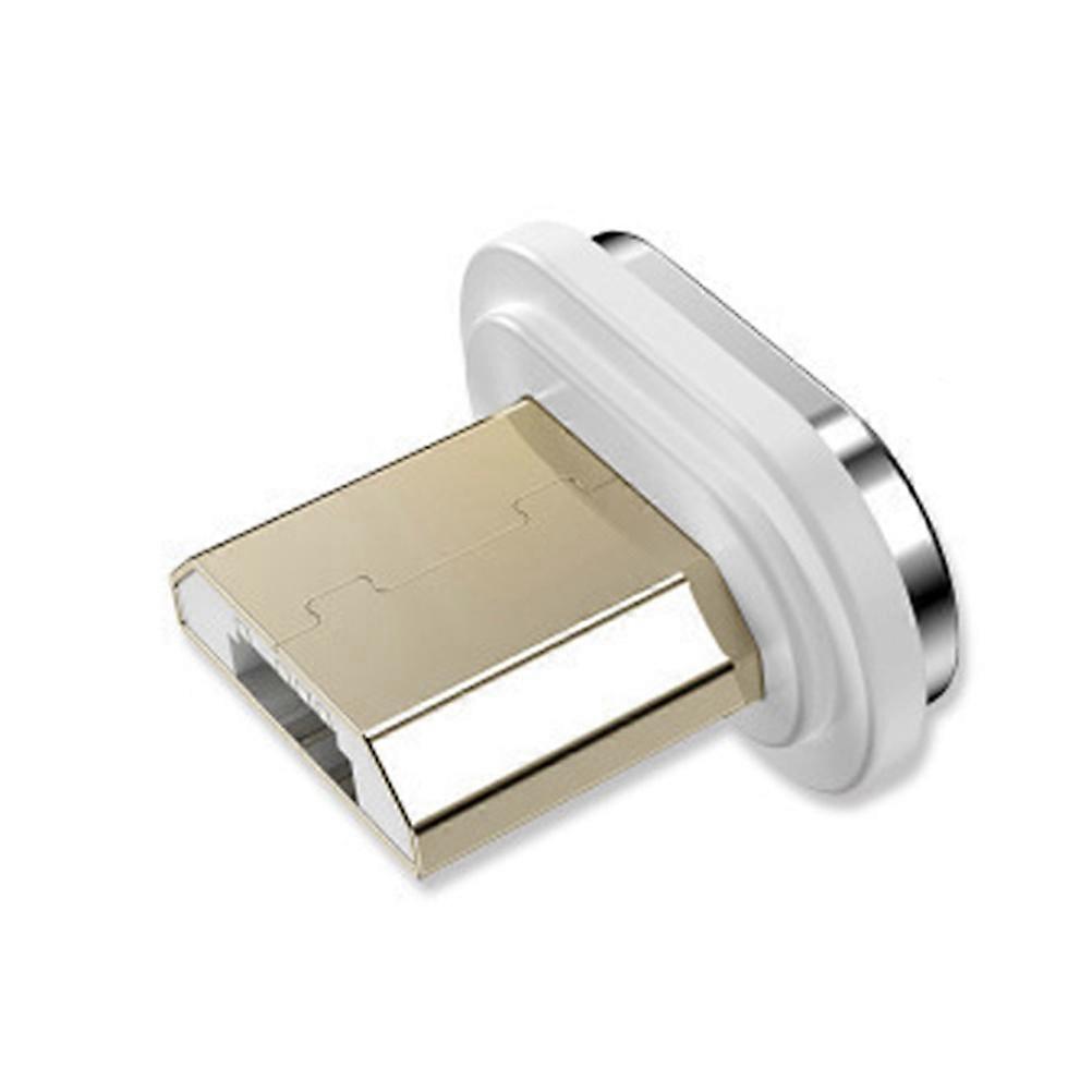 Magnetic Charging Head for Fast Charging with Metal Connector and White Color Micro USB Adapter 2 Pieces
