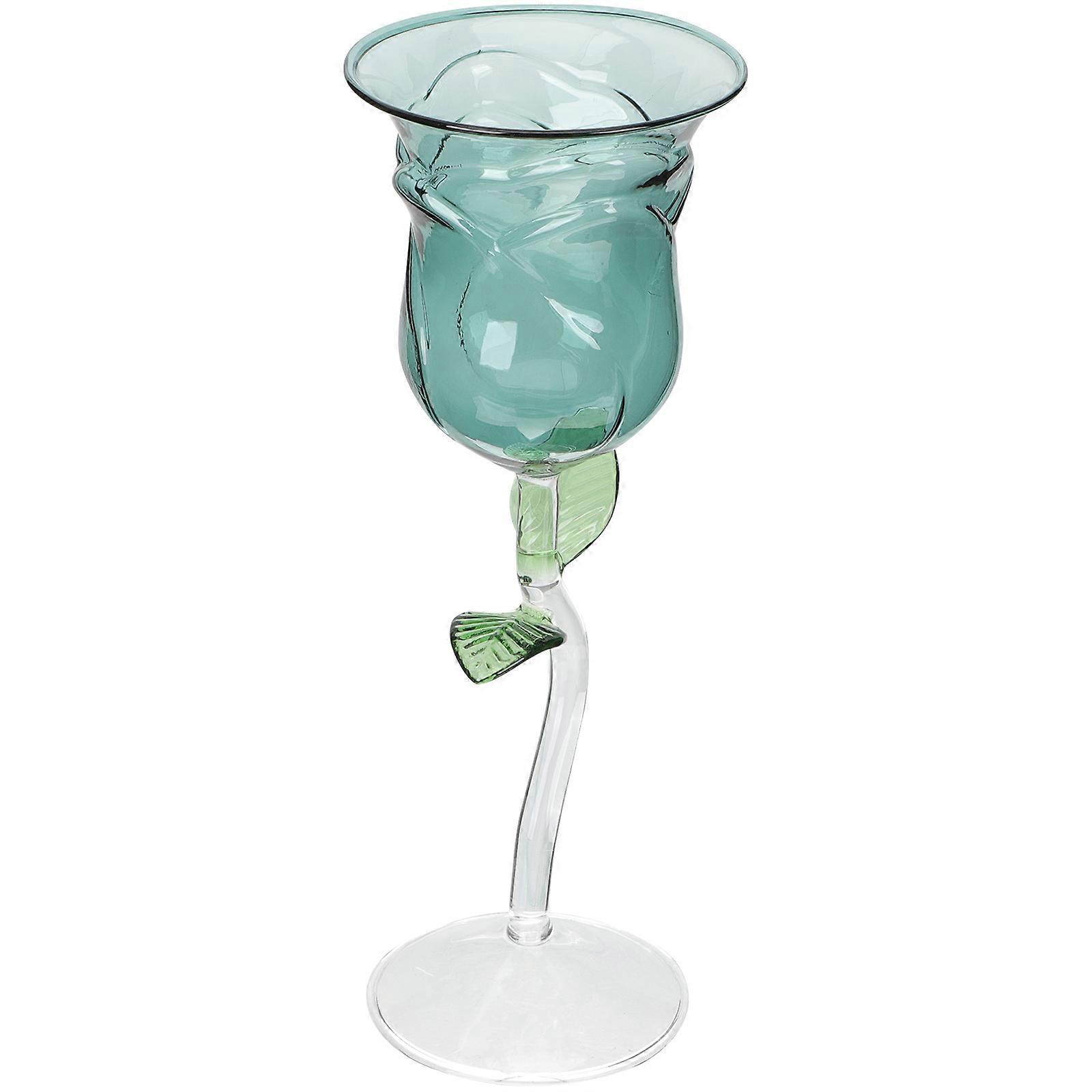 Glass Drinking Cup Rose Flower Shape For Valentine's Day Engagement Parties Creative Design 23x8.5cm Capacity 200ml 1Pcs