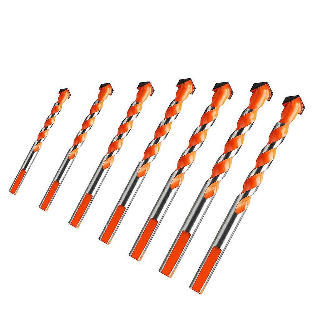 7 Pieces Alloy Triangle Spiral Drill Bits Set for Glass Orange