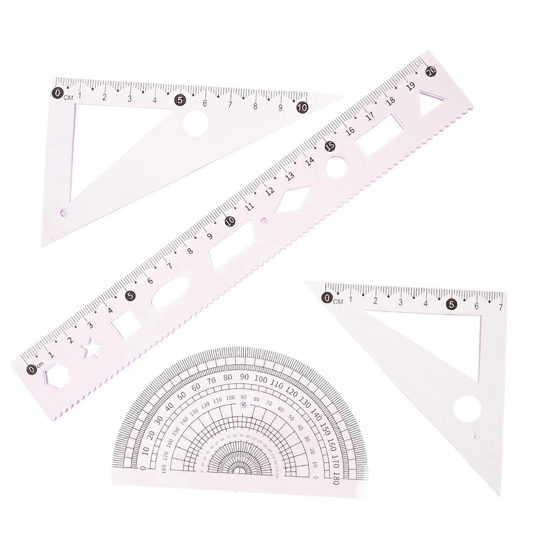 3in1 Drawing Set for Students Multifunctional Drawing Tool with Protractor and Triangle Ruler for Math and Art, Pink