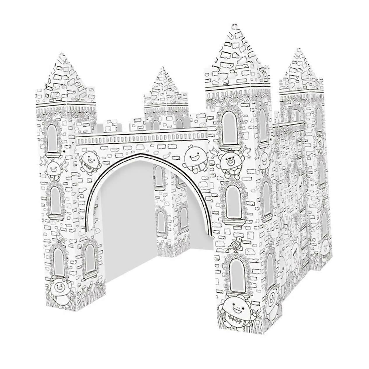 1 Set Paper Lock 3D Colouring Puzzle Colouring Puzzle DIY 3D Lock for Colouring 3D Cardboard Puzzle Colouring 3D Castles 3D Castle Colouring White
