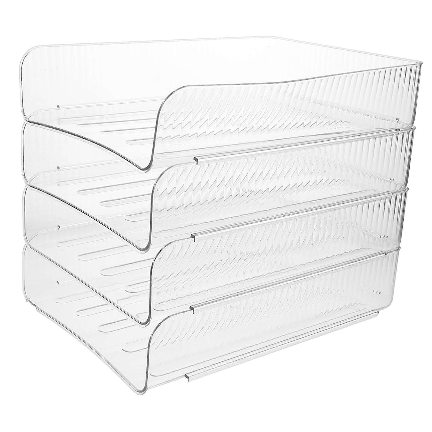 4piece transparent letter tray stackable desk organizer for documents, books, and practical storage solutions for office and classroom.