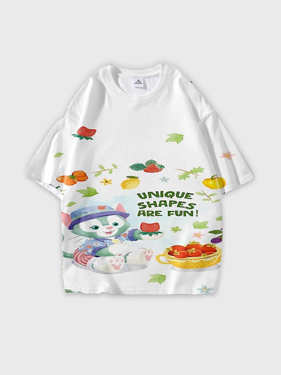 T-shirt round neck Role Pattern loose short sleeve J35